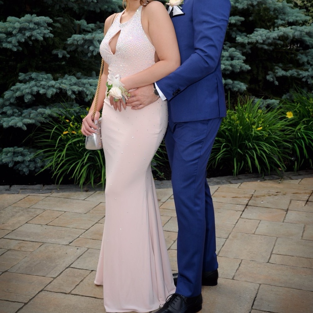 Prom Dress! Pink low-back with rhinestones - Picture 1 of 4